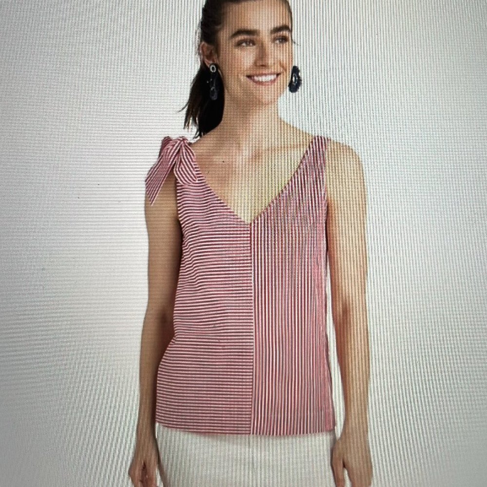 Vineyard Vines Red/White Taffy Stripe Bow Top Size XS NWT